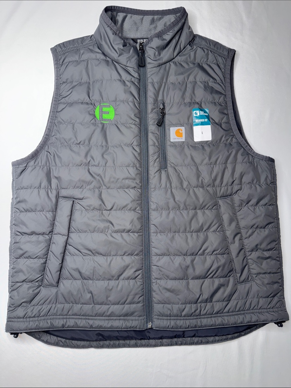 Carhartt Rain Defender Gilliam Puffer Vest Men's L Gray OV2286 Relaxed Fit